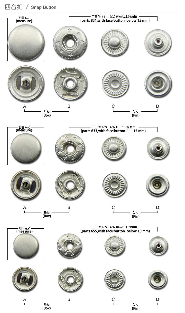 Metal snap button